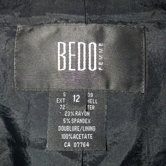 Bedo Femme 3/4 Sleeve Black Blazer Jacket Cuff Detail Faux Pocket Size 12 Large - Picture 7 of 10